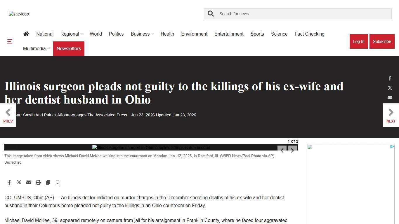 Illinois surgeon pleads not guilty to the killings of his ex-wife and her dentist husband in Ohio World News thecanadianpressnews.ca